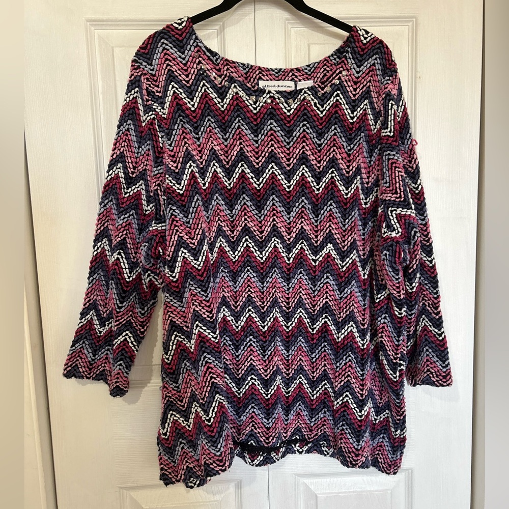 Alfred Dunner Zigzag Multicolor Pattern Blouse To… - image 2